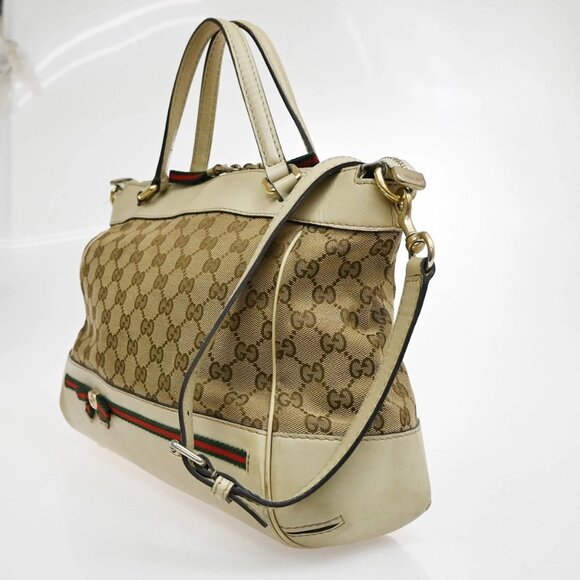 GUCCI Sherry GG Pattern 2way Shoulder HandBag Canvas Leather BN WE - Picture 2 of 15